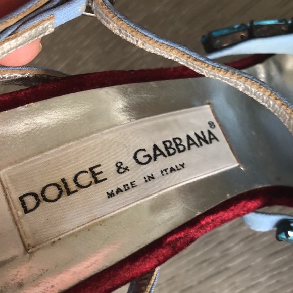 DOLCE & GABBANA Vintage velvet jewelry Shoes Size 7.5 - Picture 9 of 9